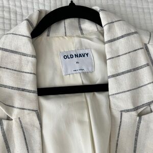 Old Navy Cream and Black Striped Jacket